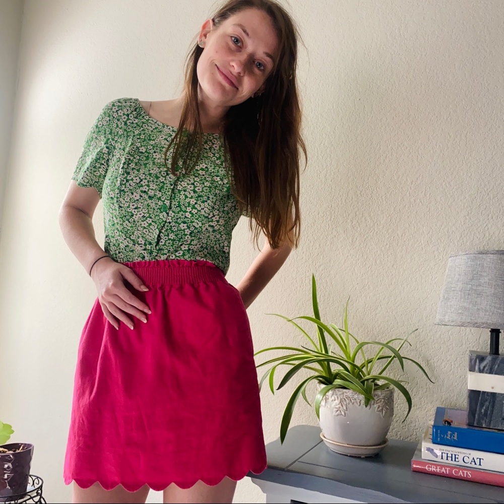 Strawberry Pink scalloped tulip skirt